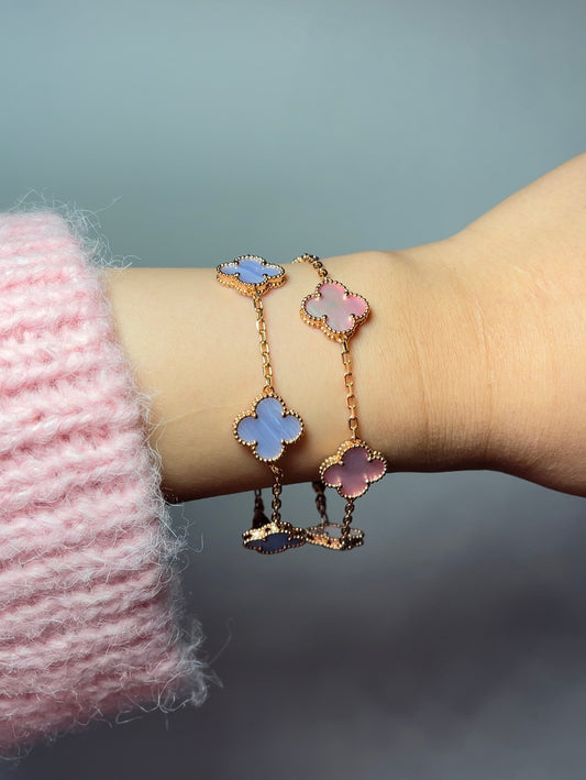 Roségold- Armband Blau & Rosa